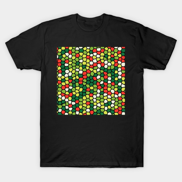 Painted Glass of Christmas Colored Heart Pattern T-Shirt by Peaceful Space AS